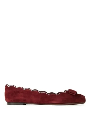 Ferragamo Varina Scalloped Suede Ballet Flats, Size 7 D