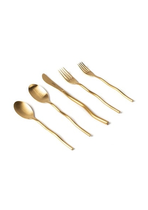 Misette Squiggle 5 Piece Cutlery Set in Matte Gold - Metallic Gold. Size all.