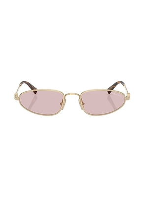 Miu Miu Narrow Sunglasses in Pale Gold - Metallic Gold. Size all.