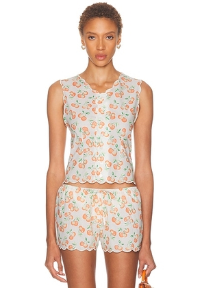 Montce X Elsa Hosk Scalloped Vest Top in Cherry Sherbet - Cream. Size L (also in M, S, XL, XS).