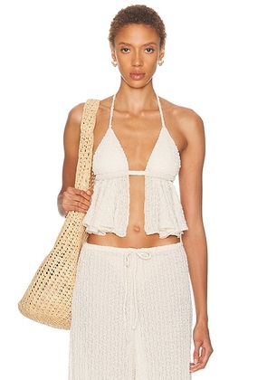 Montce X Elsa Hosk Emma Tank Top in Amalia Texture - Beige. Size L (also in M, S, XL, XS).