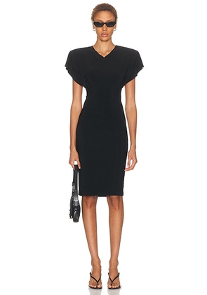 Norma Kamali Cap Sleeve Shoulder Pad Dress in Black - Black. Size L (also in M, S, XS).