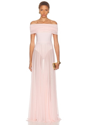Norma Kamali Sleeveless Cowl Neck Combo Flared Gown in Ballet Pink - Pink. Size L (also in M, S, XL, XS).