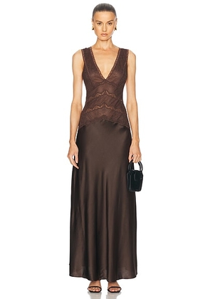 Ronny Kobo Naila Dress in Chocolate Brown - Brown. Size M (also in ).