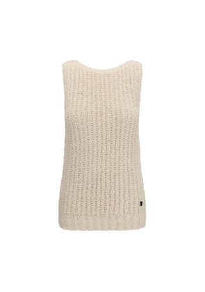 Balmain Beige Cotton Sleeveles Sweater - L