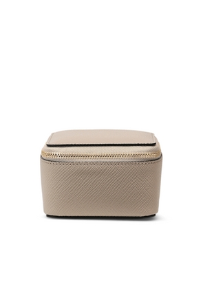 Smythson Medium Square Trinket Case In Panama In Sandstone
