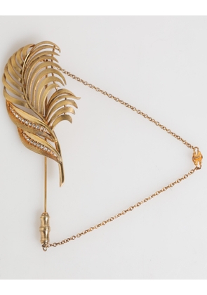 Dolce & Gabbana Gold Sterling Silver925 Leaf Embellished Lapel Pin Brooch