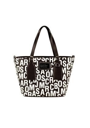 Marc Jacobs Small Black White Monogram Print Saffiano Leather Tote Crossbody Bag