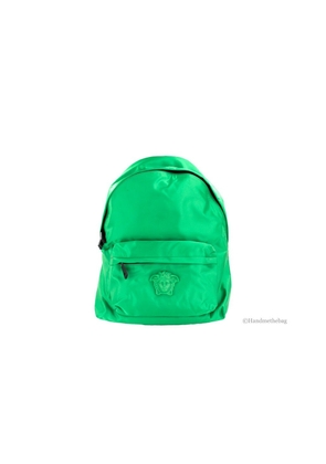 Versace Large Bright Green Nylon Fabric Medusa Shoulder Backpack Bookbag