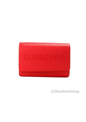 Burberry Hampshire Small Red Embossed Logo Smooth Leather Crossbody Bag