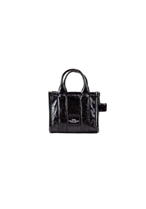 Marc Jacobs The Shiny Crinkle Micro Tote Black Leather Crossbody Bag Handbag