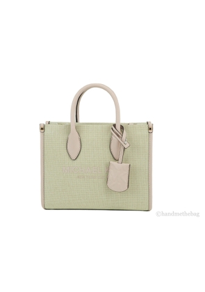 Michael Kors Mirella Small Powder Blush Canvas Shopper Crossbody Handbag Purse