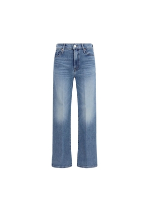 Mother Denim Blue Cotton Straight-Leg Jeans - W25