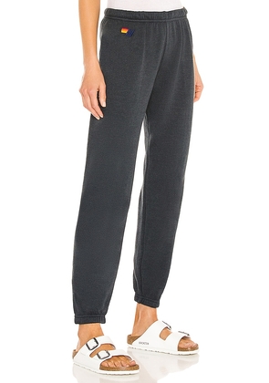 Aviator Nation 5 Stripe Sweatpant in Black. Size S. Also in XS, M, L, XL.