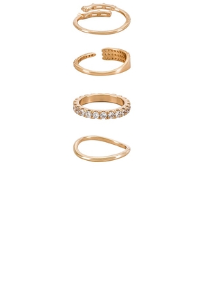 Ettika Crystal Embellished Ring Set in Metallic Gold. Size 6. Also in 5, 7, 8.