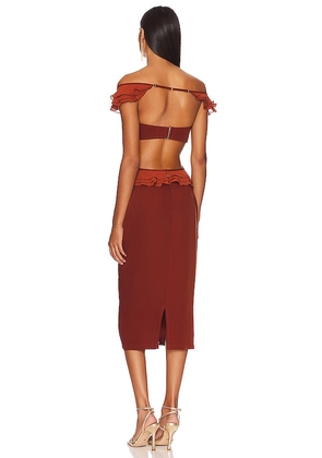 Andrea Iyamah x REVOLVE Leni Midi Dress in Burgundy. Size M. Also in XS, L.