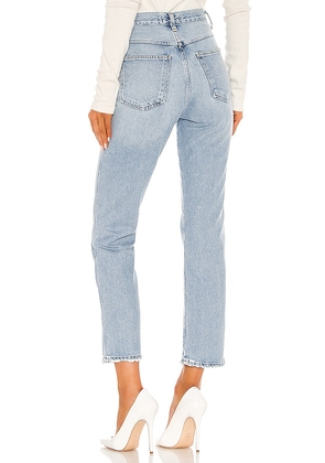 AGOLDE Pinch Waist High Rise Kick Jeans in Blue. Size 24. Also in 23, 31, 32, 33, 34.