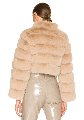 Adrienne Landau Faux Fox Fur Jacket in Beige. Size S. Also in L, M.