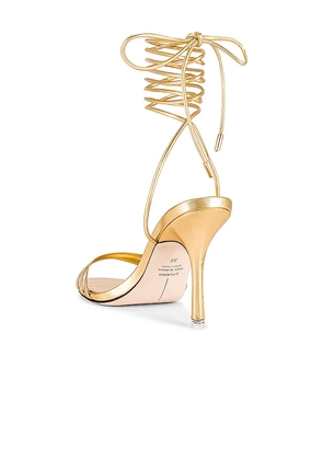 BLACK SUEDE STUDIO Leandra Heeled Sandal in Metallic Gold. Size 5.5. Also in 6.
