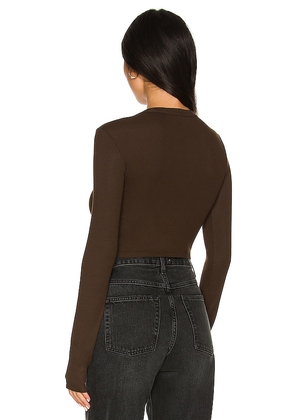 COTTON CITIZEN The Verona Crop Shirt in Chocolate. Size L. Also in XS, S, M.