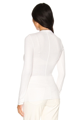 Enza Costa Rib Fitted Long Sleeve in White. Size S. Also in XS, M, L, XL.