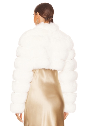 Adrienne Landau Faux Fox Fur Short Jacket in White. Size M. Also in L, S.