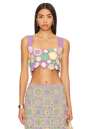 Agua Bendita Tanit Crop Top in Lavender,Green. Size M. Also in S.