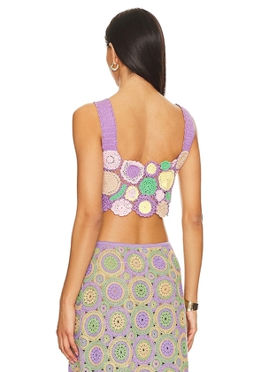 Agua Bendita Tanit Crop Top in Lavender,Green. Size M. Also in S.