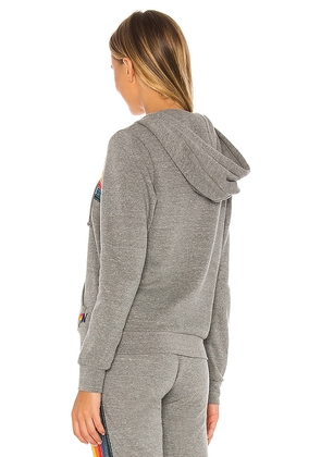 Aviator Nation 5 Stripe Zip Hoodie in Grey. Size S. Also in XS, M, L, XL.