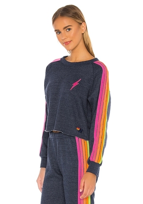 Aviator Nation Bolt Cropped Classic Crewneck in Navy. Size M. Also in XS, S, XL.