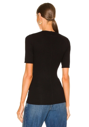 Enza Costa Stretch Silk Knit Half Sleeve Top in Black. Size S. Also in XS, M, L, XL.