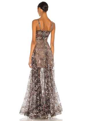 Bronx and Banco Midnight Noir Gown in Black,Gold. Size S. Also in XS, M, L, XL.