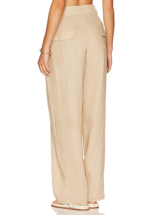 AEXAE Linen Highrise Trousers in Beige. Size M. Also in S, XS.