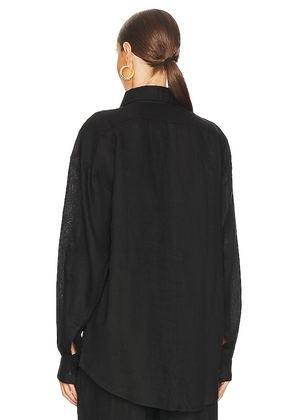 AEXAE Linen Woven Shirt in Black. Size M. Also in XL.