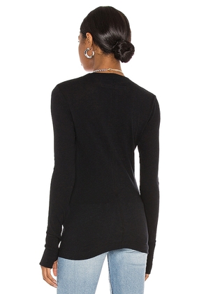 Enza Costa Cashmere Fitted V Neck Sweater in Black. Size M. Also in XS, S, L, XL.