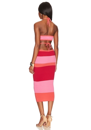 Camila Coelho Emlyn Stripe Knit Dress in Pink. Size S. Also in L, M, XL.