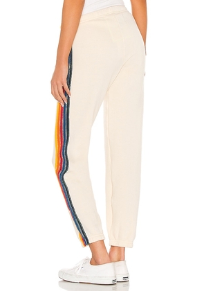 Aviator Nation 5 Stripe Sweatpant in Ivory. Size S. Also in XS, M, L, XL.