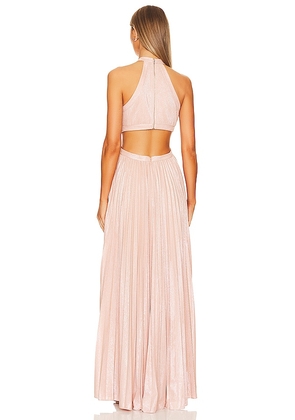 BCBGMAXAZRIA Metallic Evening Gown in Blush. Size 12. Also in 10.