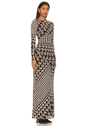 Camila Coelho Gilma Maxi Dress in Brown. Size M. Also in S, L, XL.