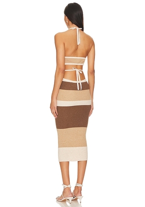 Camila Coelho Emlyn Stripe Knit Dress in Tan. Size XL. Also in L.