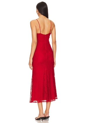 Bardot Ruby Midi Dress in Red. Size 6. Also in 8.