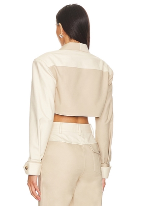 Camila Coelho Araceli Cropped Jacket in Neutral. Size S. Also in L, XL, XS, XXS.