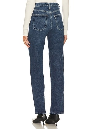 AGOLDE Harper Mid Rise Relaxed Straight Jeans in Denim-Dark. Size 24. Also in 23, 25, 26, 27, 28, 29, 30, 31, 32, 33, 34.