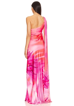 HEMANT AND NANDITA Abira One Shoulder Maxi Dress in Pink. Size M. Also in XS, S, XXS.