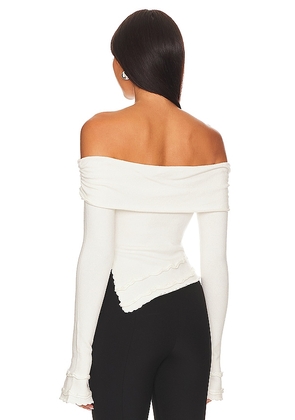 GUIZIO Soler Fold Over Knit Top in White. Size M. Also in XXS, XS, S, L, XL.
