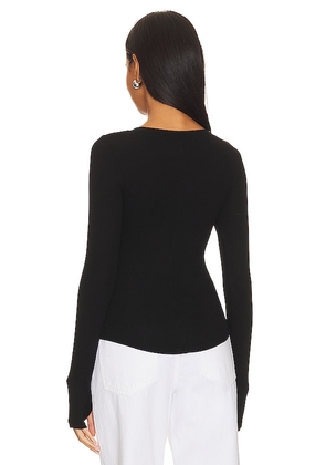 Enza Costa Rib Baseball Henley in Black. Size S. Also in XS, M.