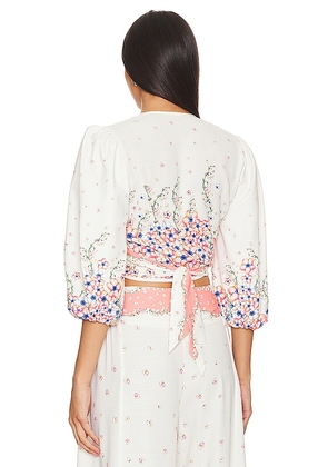 Agua Bendita x REVOLVE Asia Cropped Blouse in Ivory. Size XL. Also in XXL.