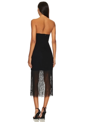 Amanda Uprichard Puzzle Strapless With Fringe Dress in Black. Size L. Also in S, XS.