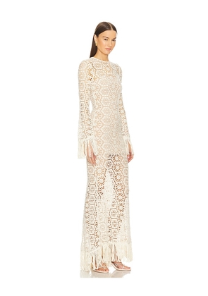Bronx and Banco Maia Fringe Gown in Cream. Size M. Also in L, S, XL, XS.