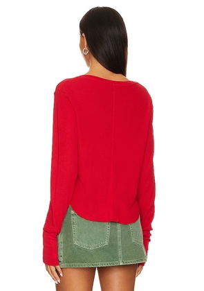 Bobi Cropped Long Sleeve Top in Red. Size M. Also in L.
